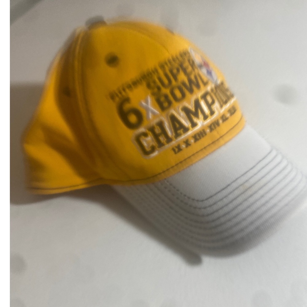 Reebok Hat Mens S/M Yellow Excellent Pittsburgh Steelers 6x Super Bowl Champions